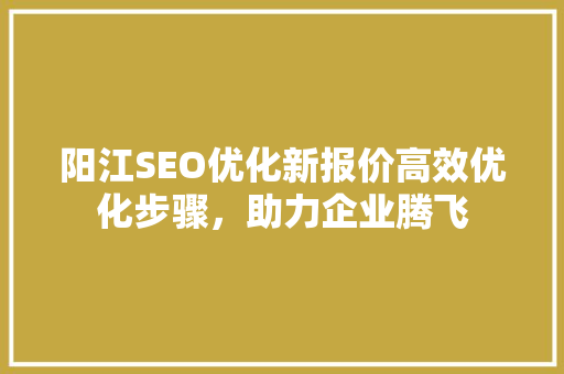 阳江SEO优化新报价高效优化步骤，助力企业腾飞
