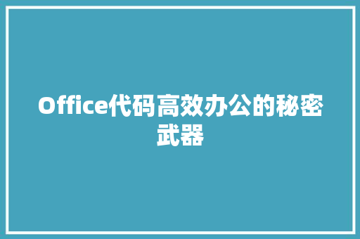 Office代码高效办公的秘密武器