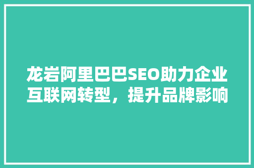 龙岩阿里巴巴SEO助力企业互联网转型，提升品牌影响力