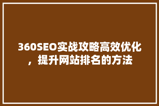 360SEO实战攻略高效优化，提升网站排名的方法