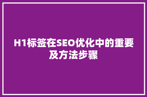 H1标签在SEO优化中的重要及方法步骤