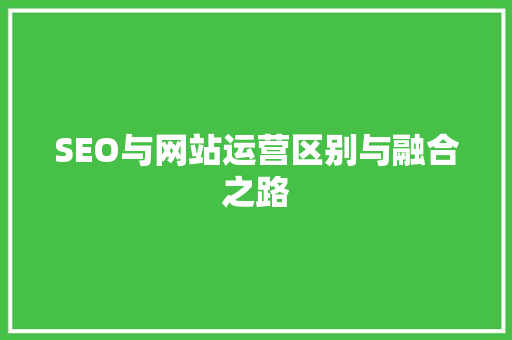 SEO与网站运营区别与融合之路
