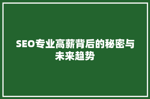 SEO专业高薪背后的秘密与未来趋势