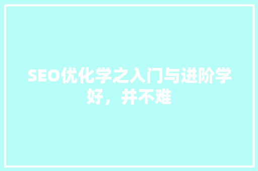 SEO优化学之入门与进阶学好，并不难