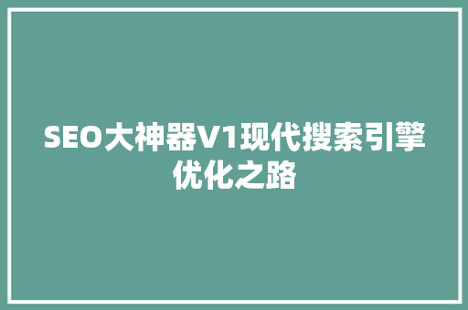 SEO大神器V1现代搜索引擎优化之路