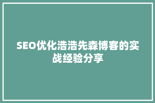 SEO优化浩浩先森博客的实战经验分享  第1张