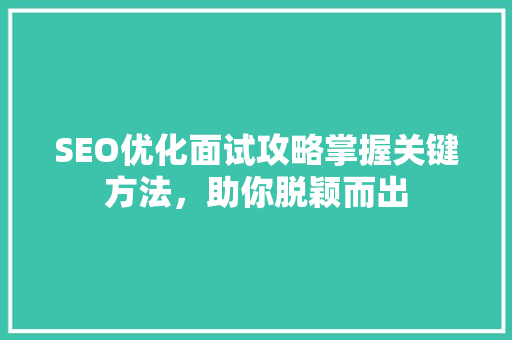 SEO优化面试攻略掌握关键方法，助你脱颖而出