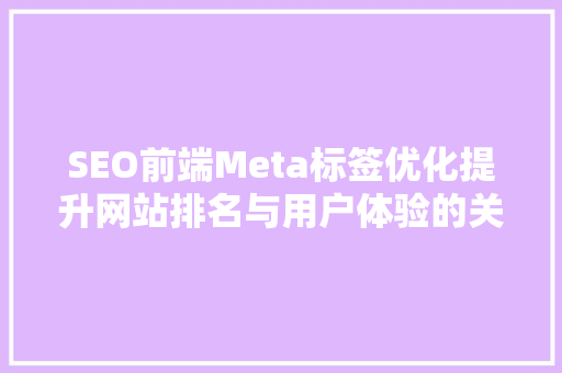 SEO前端Meta标签优化提升网站排名与用户体验的关键步骤