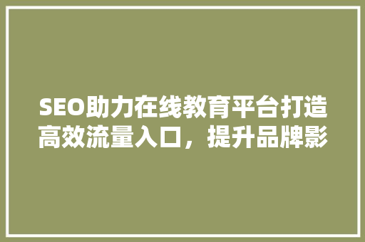 SEO助力在线教育平台打造高效流量入口，提升品牌影响力