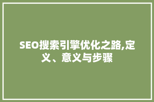 SEO搜索引擎优化之路,定义、意义与步骤