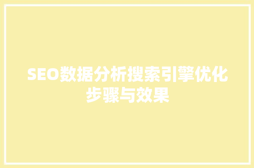 SEO数据分析搜索引擎优化步骤与效果