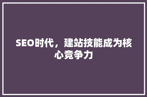 SEO时代，建站技能成为核心竞争力