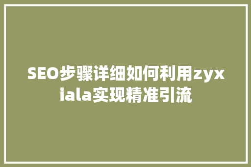 SEO步骤详细如何利用zyxiala实现精准引流