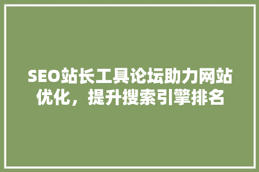 SEO站长工具论坛助力网站优化，提升搜索引擎排名