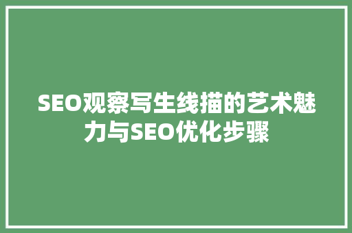 SEO观察写生线描的艺术魅力与SEO优化步骤