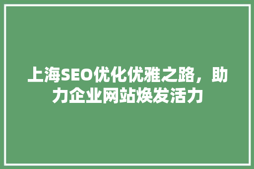 上海SEO优化优雅之路，助力企业网站焕发活力