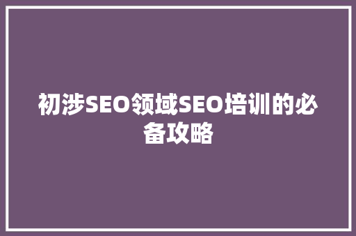 初涉SEO领域SEO培训的必备攻略