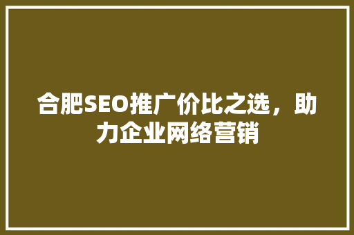 合肥SEO推广价比之选，助力企业网络营销