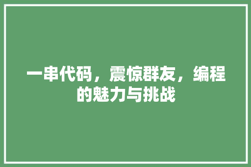 一串代码，震惊群友，编程的魅力与挑战
