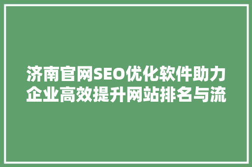 济南官网SEO优化软件助力企业高效提升网站排名与流量