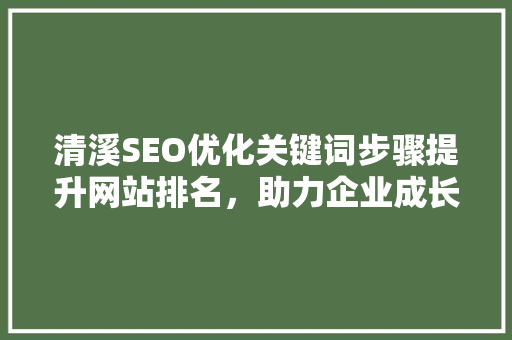 清溪SEO优化关键词步骤提升网站排名，助力企业成长