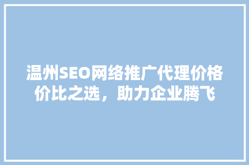 温州SEO网络推广代理价格价比之选，助力企业腾飞