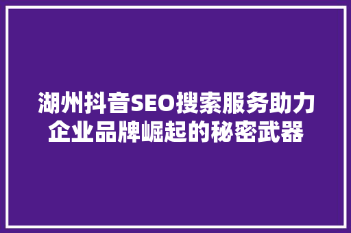 湖州抖音SEO搜索服务助力企业品牌崛起的秘密武器