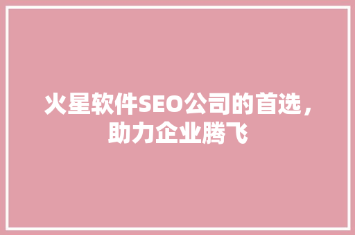 火星软件SEO公司的首选，助力企业腾飞