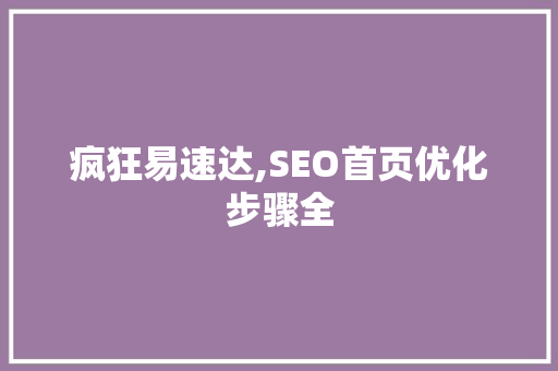 疯狂易速达,SEO首页优化步骤全