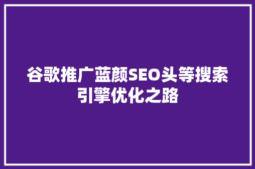 谷歌推广蓝颜SEO头等搜索引擎优化之路
