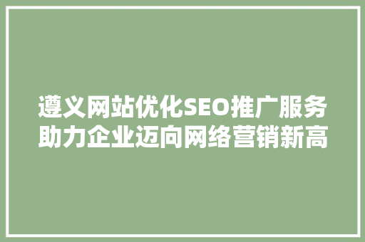 遵义网站优化SEO推广服务助力企业迈向网络营销新高度