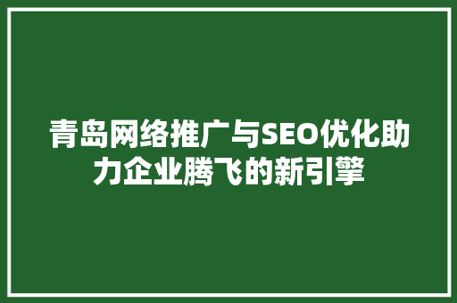 青岛网络推广与SEO优化助力企业腾飞的新引擎