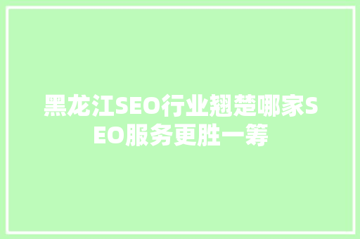 黑龙江SEO行业翘楚哪家SEO服务更胜一筹