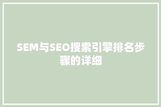 SEM与SEO搜索引擎排名步骤的详细