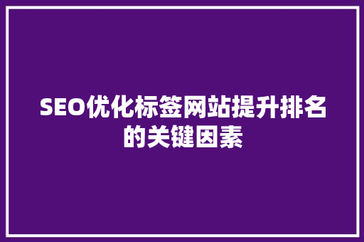 SEO优化标签网站提升排名的关键因素