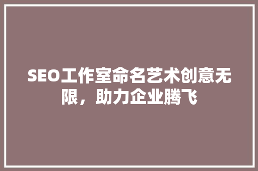 SEO工作室命名艺术创意无限，助力企业腾飞