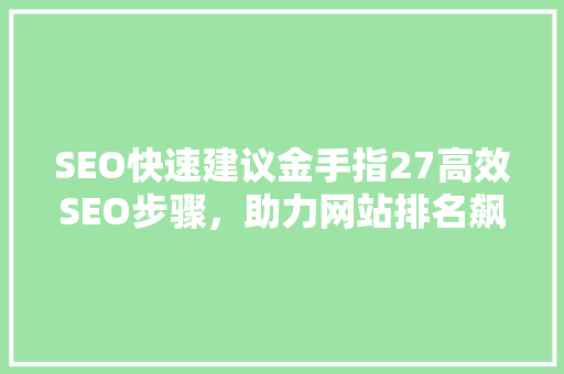 SEO快速建议金手指27高效SEO步骤，助力网站排名飙升