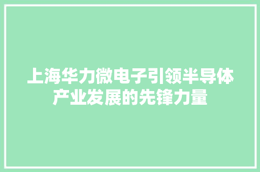 上海华力微电子引领半导体产业发展的先锋力量
