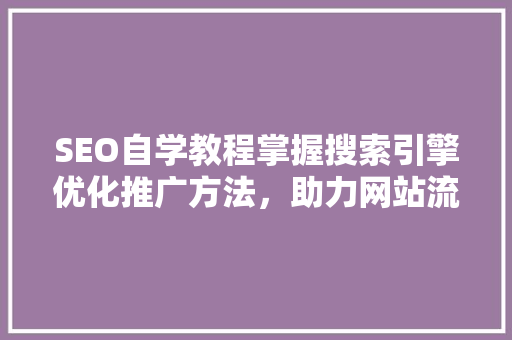 SEO自学教程掌握搜索引擎优化推广方法，助力网站流量翻倍