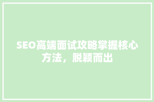 SEO高端面试攻略掌握核心方法，脱颖而出