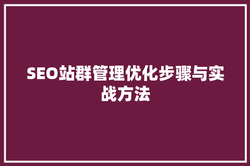 SEO站群管理优化步骤与实战方法