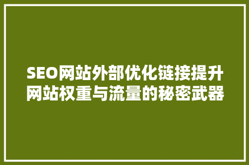 SEO网站外部优化链接提升网站权重与流量的秘密武器