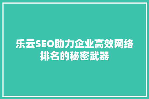 乐云SEO助力企业高效网络排名的秘密武器