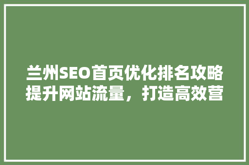 兰州SEO首页优化排名攻略提升网站流量，打造高效营销平台