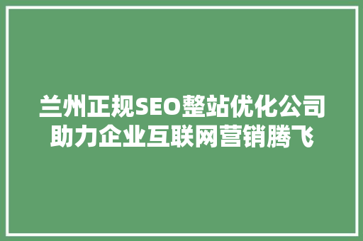兰州正规SEO整站优化公司助力企业互联网营销腾飞