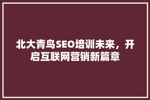 北大青鸟SEO培训未来，开启互联网营销新篇章