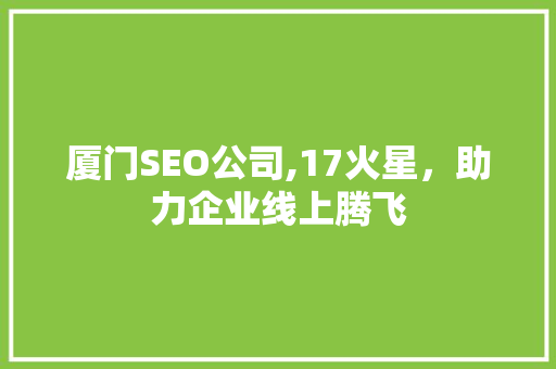 厦门SEO公司,17火星，助力企业线上腾飞
