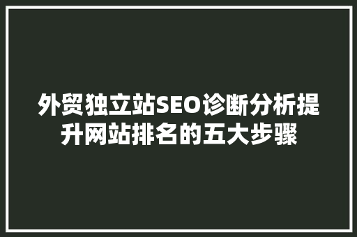 外贸独立站SEO诊断分析提升网站排名的五大步骤