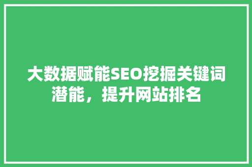 大数据赋能SEO挖掘关键词潜能，提升网站排名