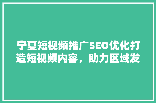 宁夏短视频推广SEO优化打造短视频内容，助力区域发展